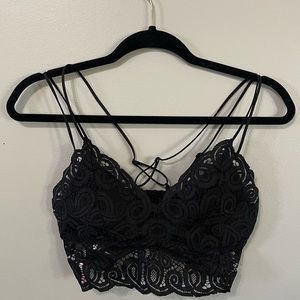 SOLD-Depop ~PINK Victoria’s Secret Black Lace Longline Bralette Size M